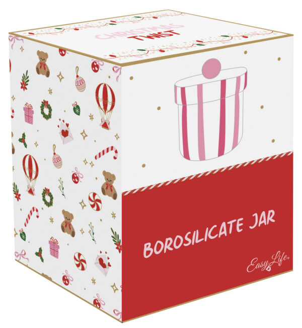 Üveg cukorkatároló, 9×9,5cm, dobozban, Christmas Twist