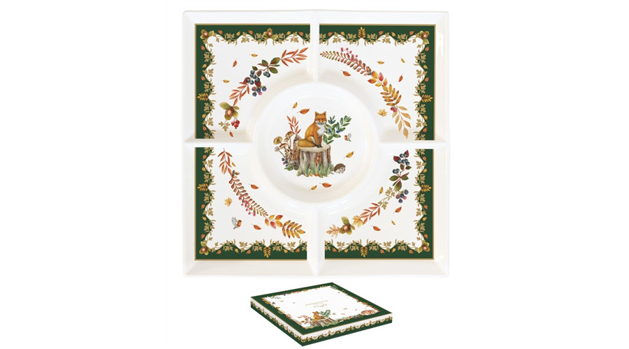 R2S.2095FODR Porcelán kínálótálca 25x25cm