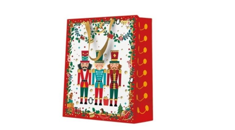 P.W.AGB2020003 Nutcracker With Garlands papír ajándéktáska medium 20x25x10cm