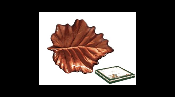 R2S.1532FODR Juharfalevél üvegtányér 28x23cm