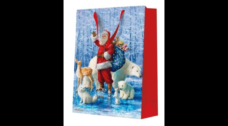 P.W.AGB2019302 Santa Claus With Animals papír ajándéktáska big 30x41x12cm