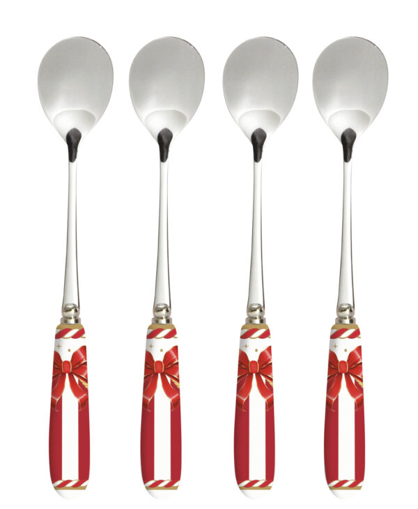 Rozsdamentes teáskanál szett 4 db-os, porcelánnyéllel, Christmas Tale