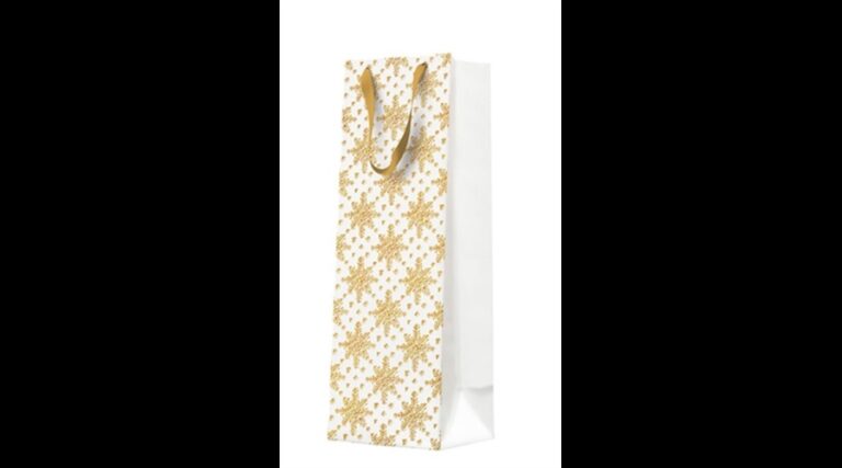 P.W.AGB2020304 Grunge Textured Snowflakes Gold papír ajándéktáska italos 12x37x10cm
