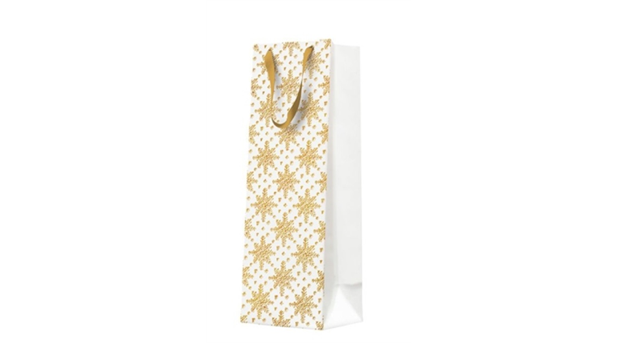 P.W.AGB2020304 Grunge Textured Snowflakes Gold papír ajándéktáska italos 12x37x10cm