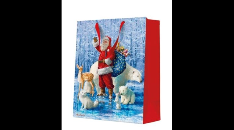 P.W.AGB2019305 Santa Claus With Animals papír ajándéktáska large 26