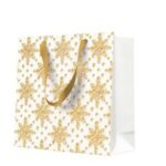 P.W.AGB2020310 Grunge Textured Snowflakes Gold papír ajándéktáska cd-s 17x17x6cm