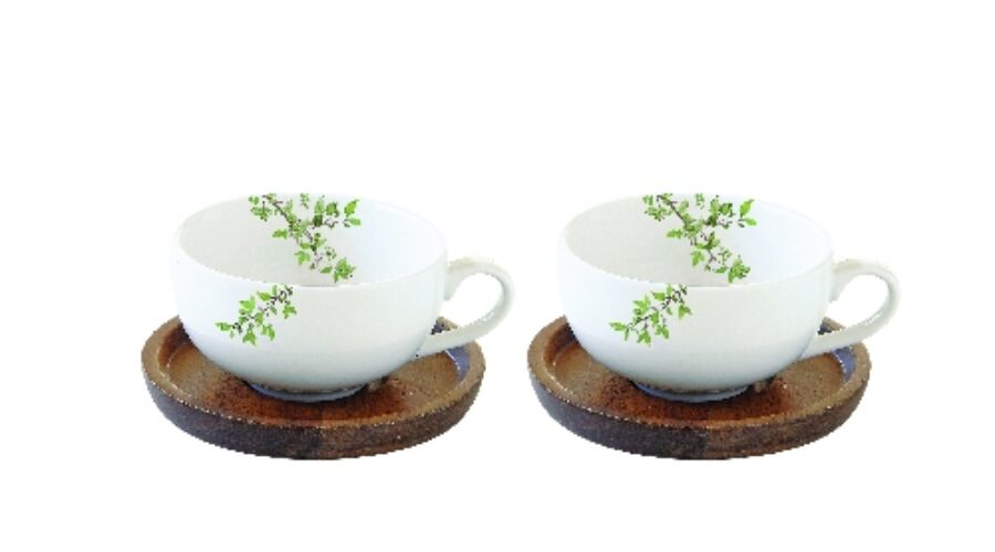 R2S.1081NTRA Porcelán kávéscsésze akácfa aljjal