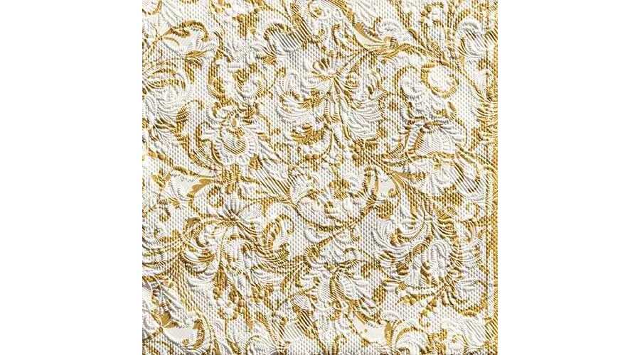 AMB.13307388 Elegance Damask White/Gold dombornyomott papírszalvéta 33x33cm