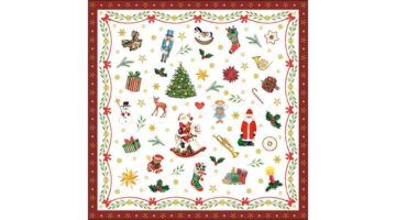 AMB.33314765 Ornaments All Over red papírszalvéta 33x33cm