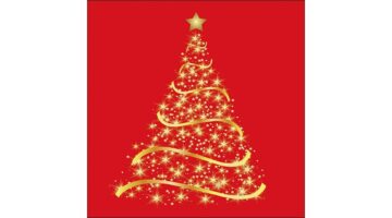 AMB.33314772 Shining Tree red papírszalvéta 33x33cm