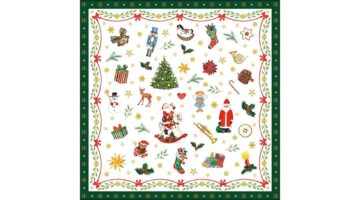 AMB.33314766 Ornaments All Over green papírszalvéta 33x33cm