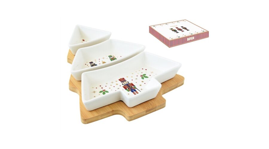 R2S.2180NUTC Fenyőfa porcelántál szett 3 részes