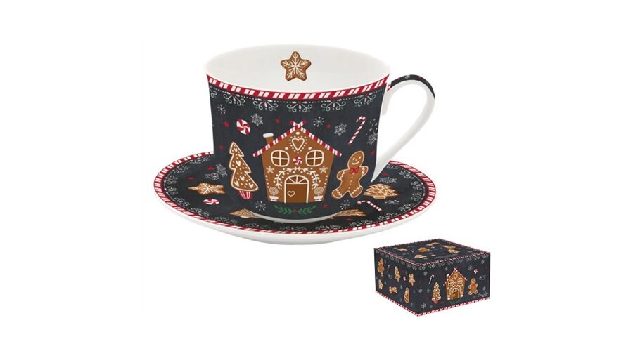 R2S.1454GING Porcelán reggelizőcsésze+alj