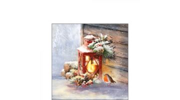 AMB.32515340 Robin By Lantern papírszalvéta 25x25cm