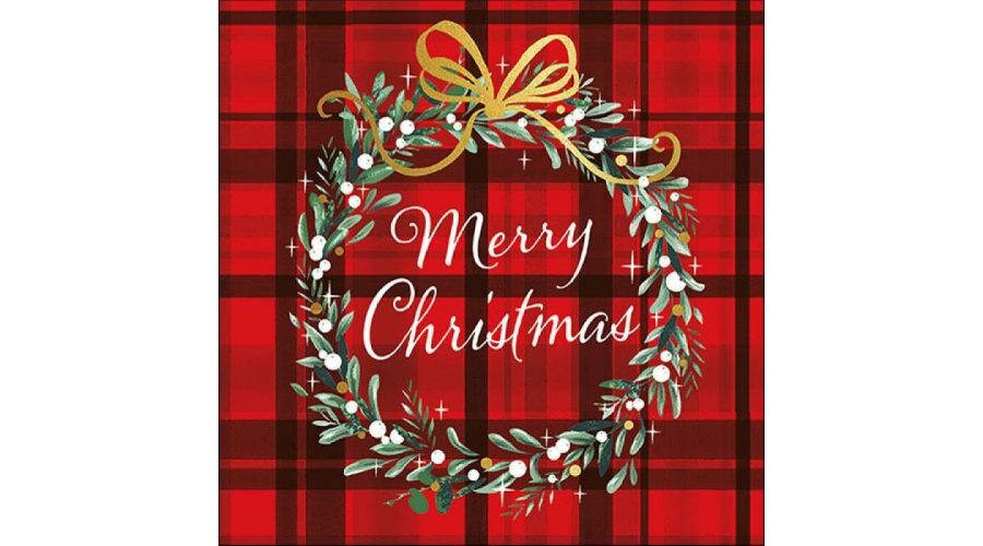 AMB.33315565 Christmas Plaid Red papírszalvéta 33x33cm