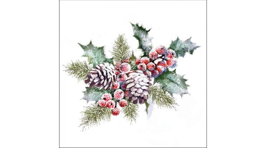 AMB.33315570 Holly And Berries papírszalvéta 33x33cm