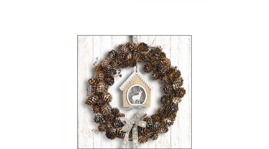 AMB.32515650 Pine Cone Wreath papírszalvéta 25x25cm