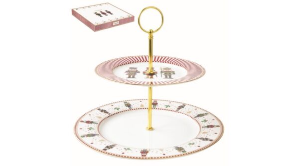 R2S.1105NUTC Porcelán süteményes állvány 2 emeletes 19/27cm dobozban