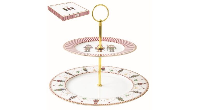 R2S.1105NUTC Porcelán süteményes állvány 2 emeletes 19/27cm dobozban