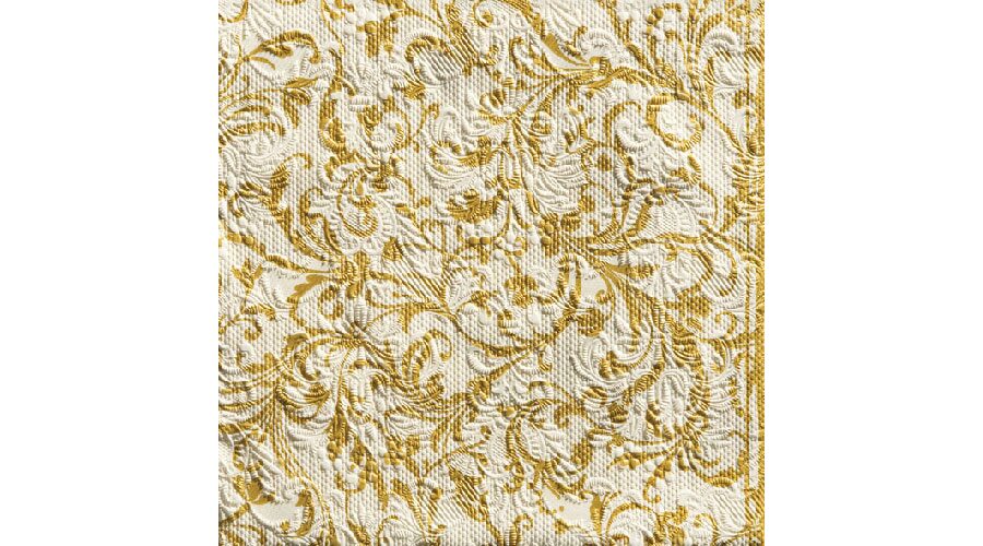 AMB.13307385 Elegance Damask cream gold dombornyomott papírszalvéta 33x33cm
