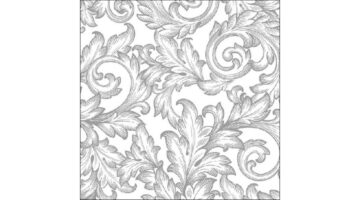 AMB.13316821 Baroque Silver/White papírszalvéta 33x33cm