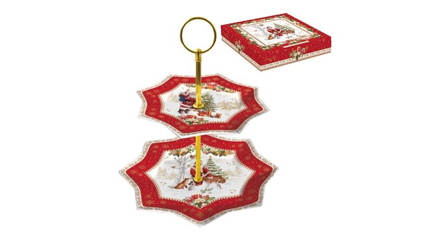 R2S.1017CHME Porcelán süteményes állvány 2 emeletes