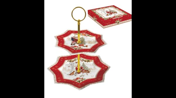 R2S.1017CHME Porcelán süteményes állvány 2 emeletes