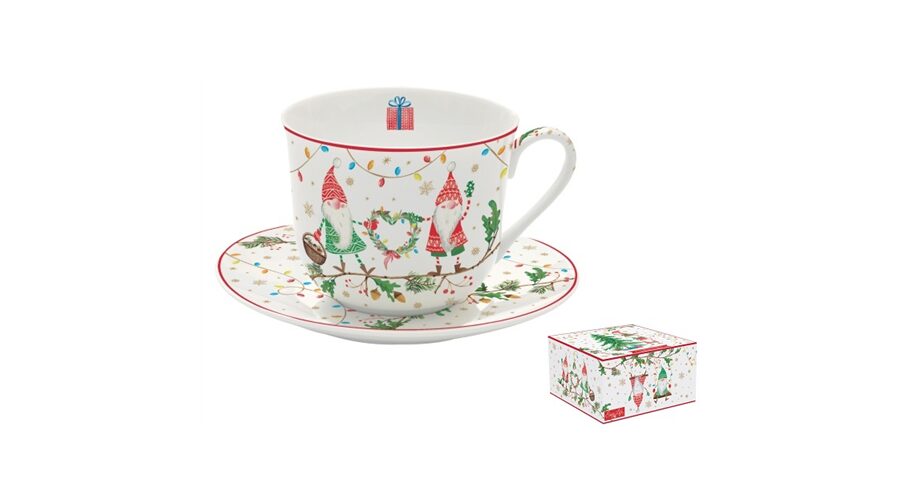 R2S.1454READ Porcelán reggelizőcsésze+alj 400ml