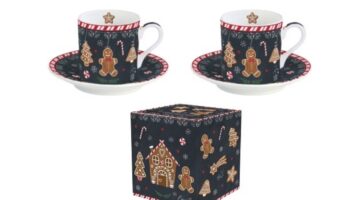 R2S.211GING Porcelán eszpresszócsésze+alj 2 személyes 75ml dobozban