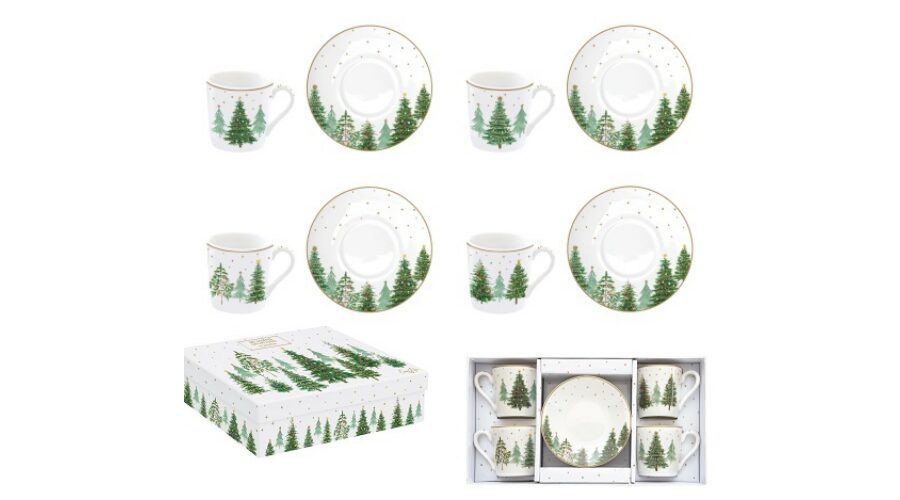 R2S.1475FTRE Porcelán eszpresszócsésze+alj 4 személyes