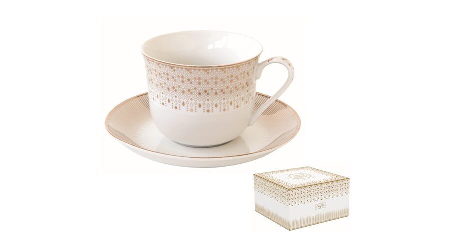 R2S.1182FESV Porcelán reggelizőcsésze+alj 370ml dobozban