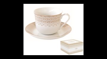 R2S.1182FESV Porcelán reggelizőcsésze+alj 370ml dobozban