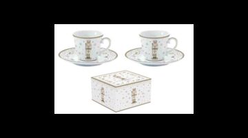 R2S.1107RNUT Porcelán eszpreszócsésze+alj 2 személyes 80ml