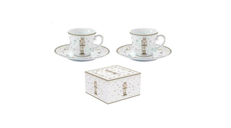 R2S.1107RNUT Porcelán eszpreszócsésze+alj 2 személyes 80ml