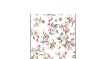AMB.12518160 Spring blossom white papírszalvéta 25x25cm