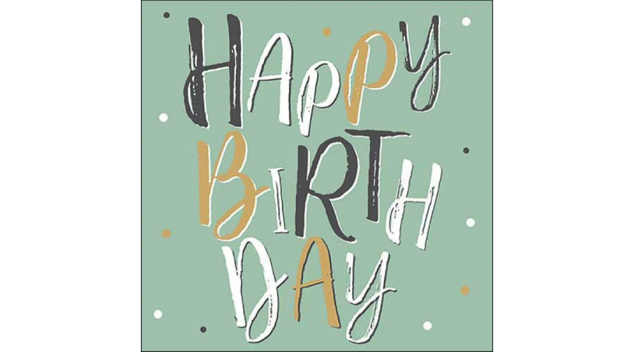 AMB.13318235 Birthday celebration green papírszalvéta 33x33cm