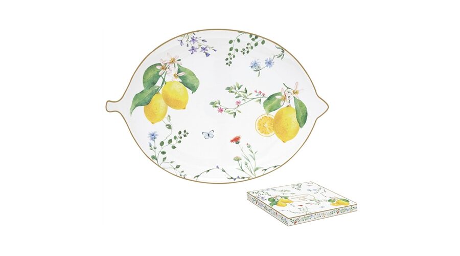 R2S.2141FCIT Citromformájú porcelántálca 25x18cm