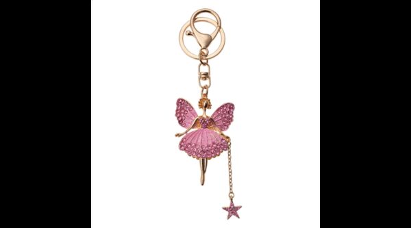 CLEEF.JZKC0111 Fém kulcstartó rózsaszín balerinával