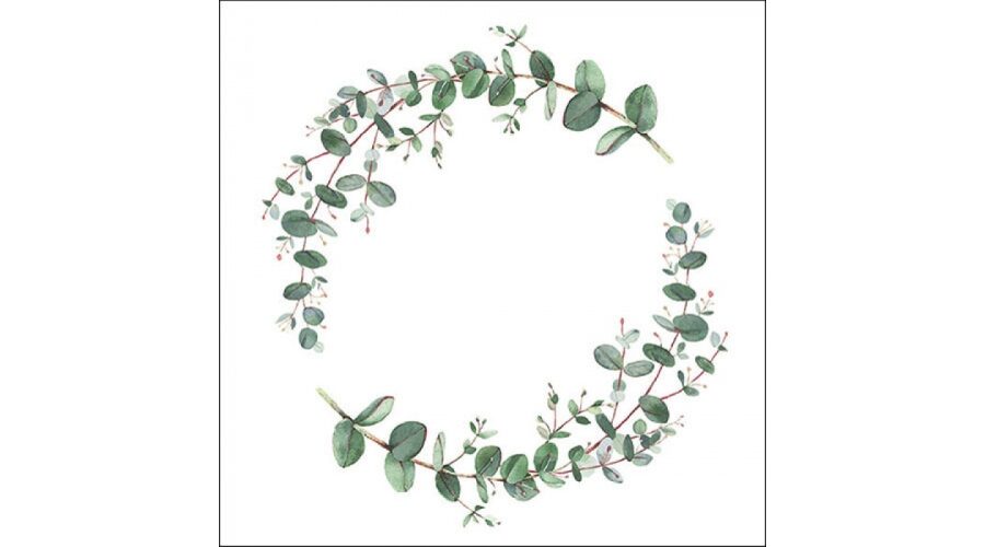 AMB.13317160 Eucalyptus Branch White papírszalvéta 33x33cm
