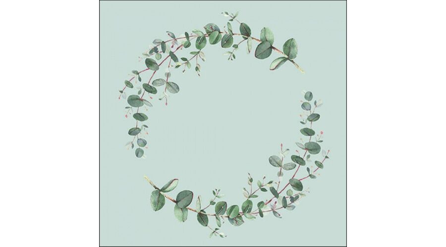 AMB.13317161 Eucalyptus Branch Green papírszalvéta 33x33cm