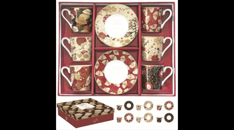 R2S.126KIMO Porcelán eszpresszócsésze+alj 6 személyes 100ml dobozban