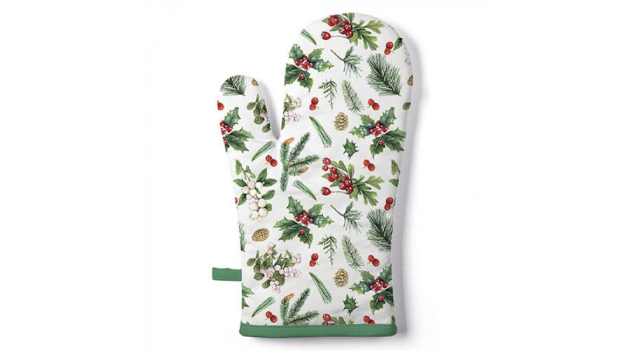 AMB.36416495 Winter greenery white edényfogó kesztyű 18x30cm