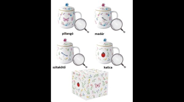 R2S.1370FGAR Porcelán szűrősbögre tetővel