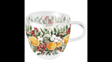 AMB.34419935 Winter Oranges duplafalú borosilicate üvegcsésze 0