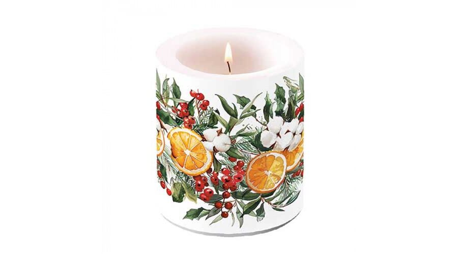 AMB.39319935 Winter Oranges átvilágítós gyertya 10x10xcm