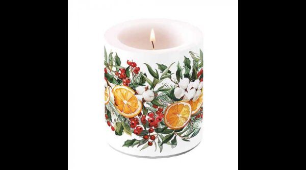 AMB.39319935 Winter Oranges átvilágítós gyertya 10x10xcm