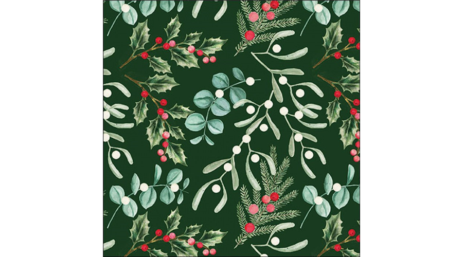 AMB.33319940 Foliagle scatter green papírszalvéta 33x33cm