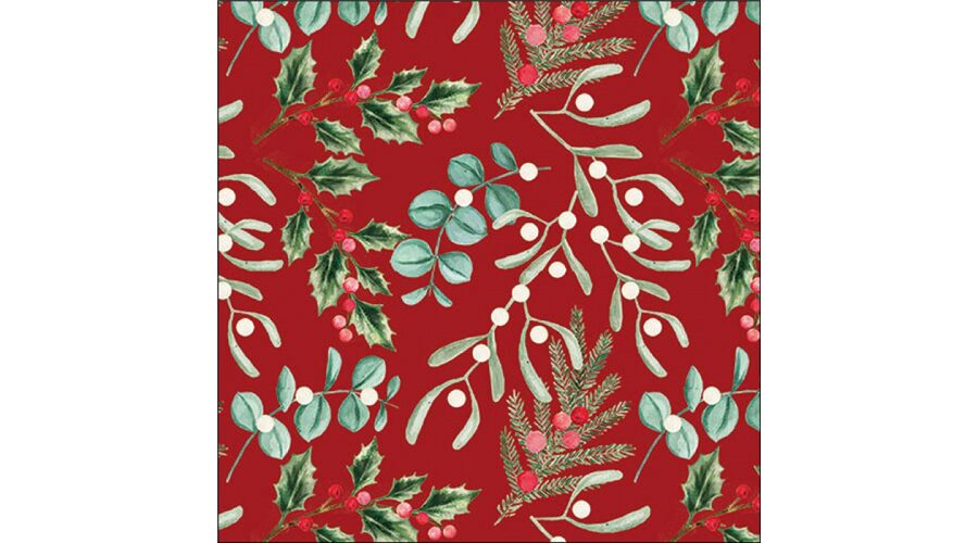 AMB.33319943 Foliagle scatter red papírszalvéta 33x33cm