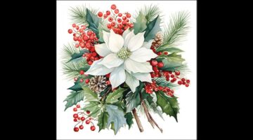 AMB.33319930 Poinsettia bouquet white papírszalvéta 33x33cm