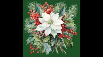 AMB.33319931 Poinsettia bouquet green papírszalvéta 33x33cm